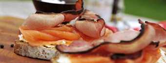 Recipe: Smoked Salmon, Cream Cheese, Mango Chutney and Bacon Open Sandwich