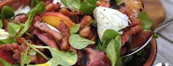 Recipe: Peach, Lambs Leaf, Mozzarella and Pancetta Salad